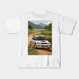 White WRX Rally Car Poster JDM Kids T-Shirt